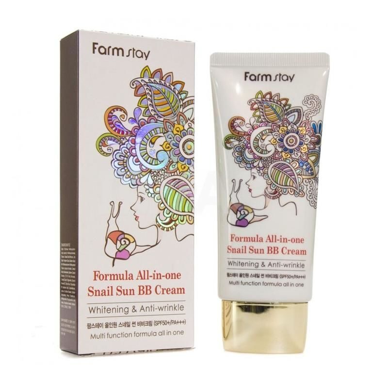 [FarmStay] Улиточный бб крем с высокой УФ защитой  All In One Snail Sun BB Cream SPF 50 PA++, 50гр