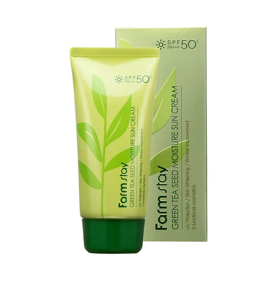 [FarmStay] Солнцезащитный увлажняющий крем с семенами зеленого чая GREEN TEA SEED MOISTURE SUN CREAM, 70g